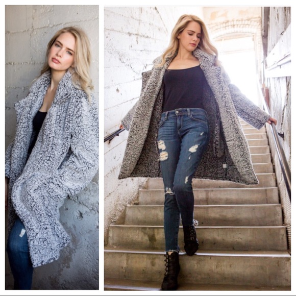 GRAYSON- Sherpa Open Front Jacket - Picture 2 of 4